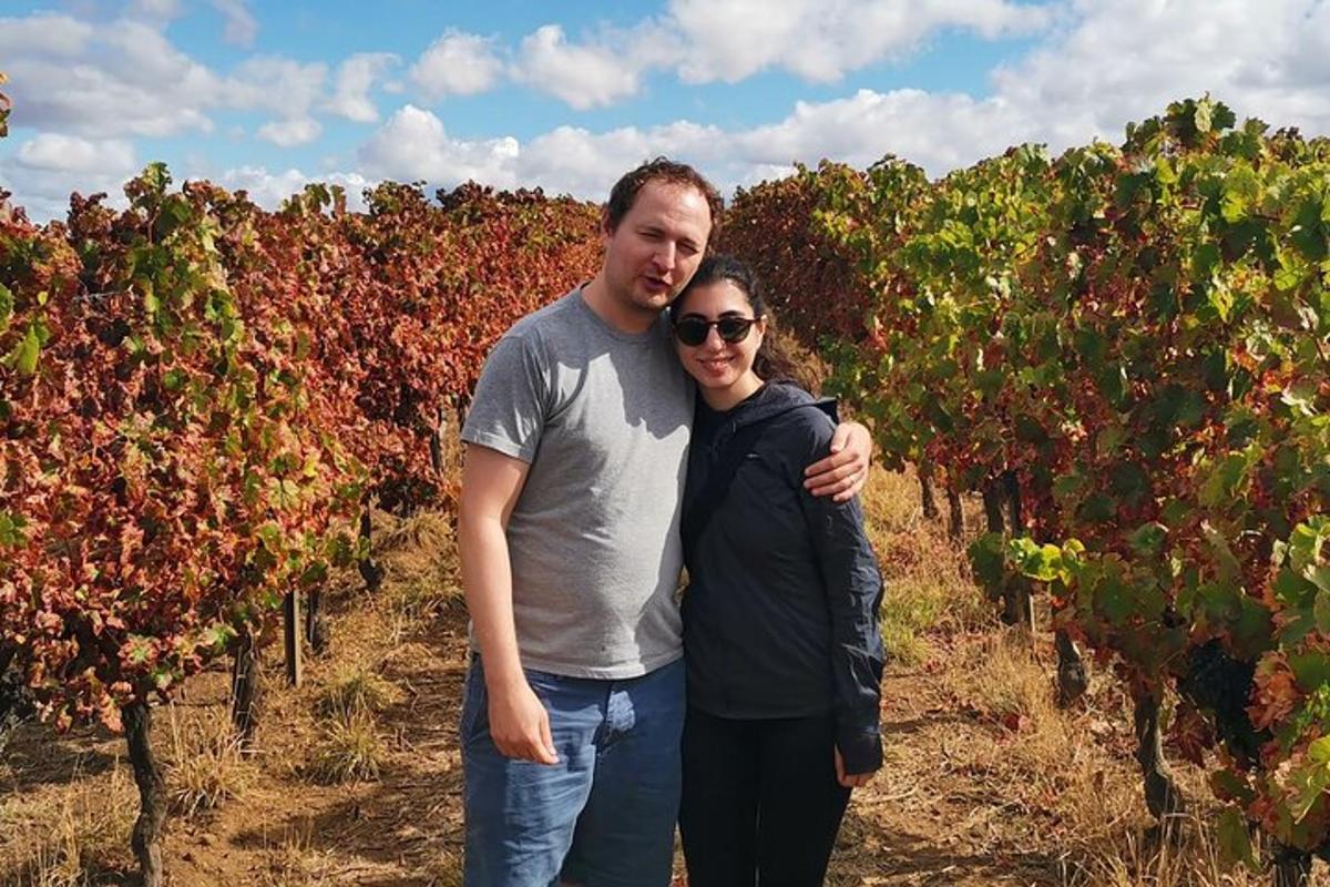 un bărbat și o femeie care stau într-o vie
