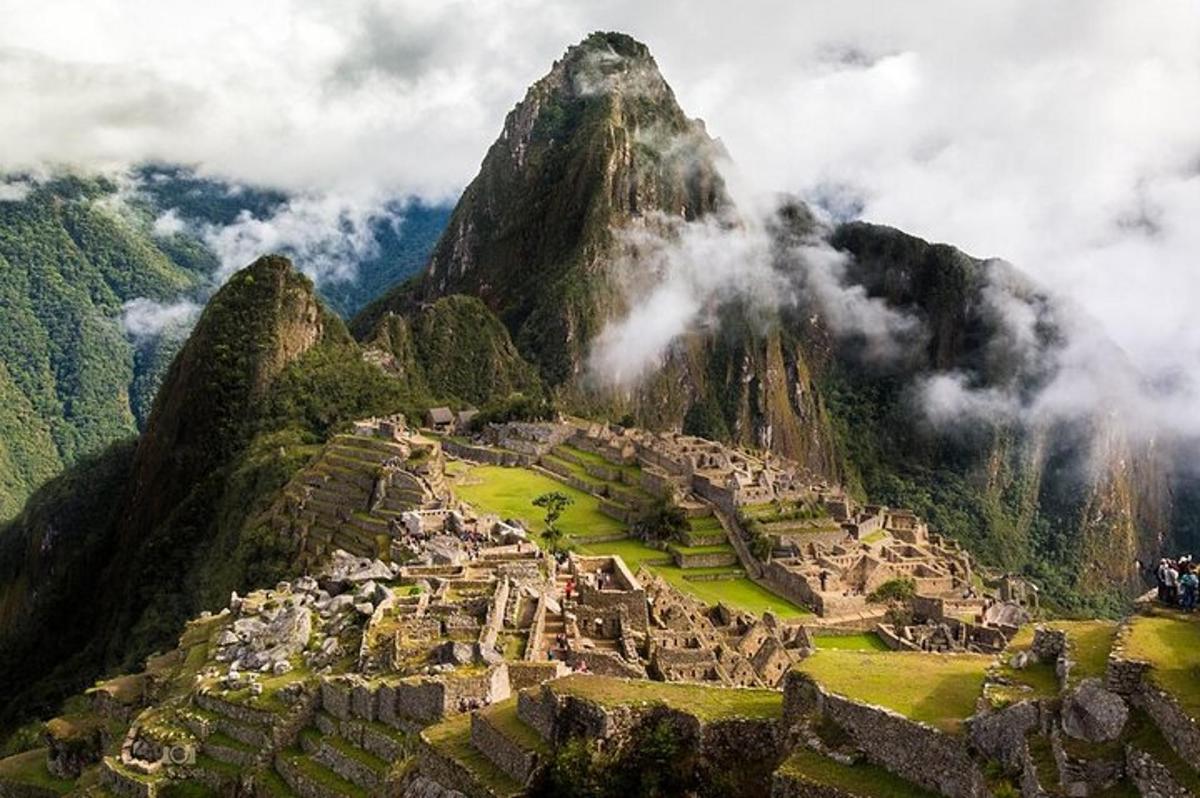 a view of a mountain with a village on it