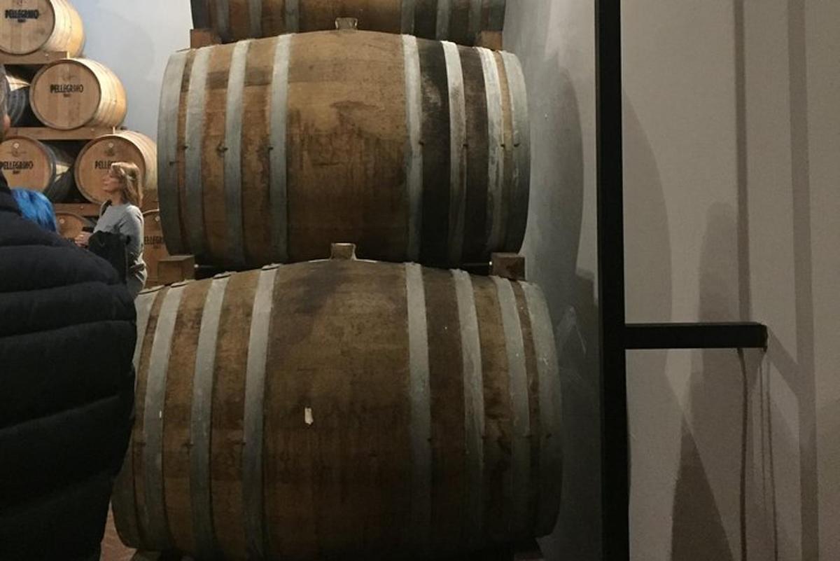 two large wooden wine barrels in a room
