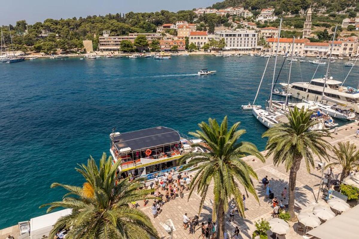 plaža s palmami in čolnom v vodi