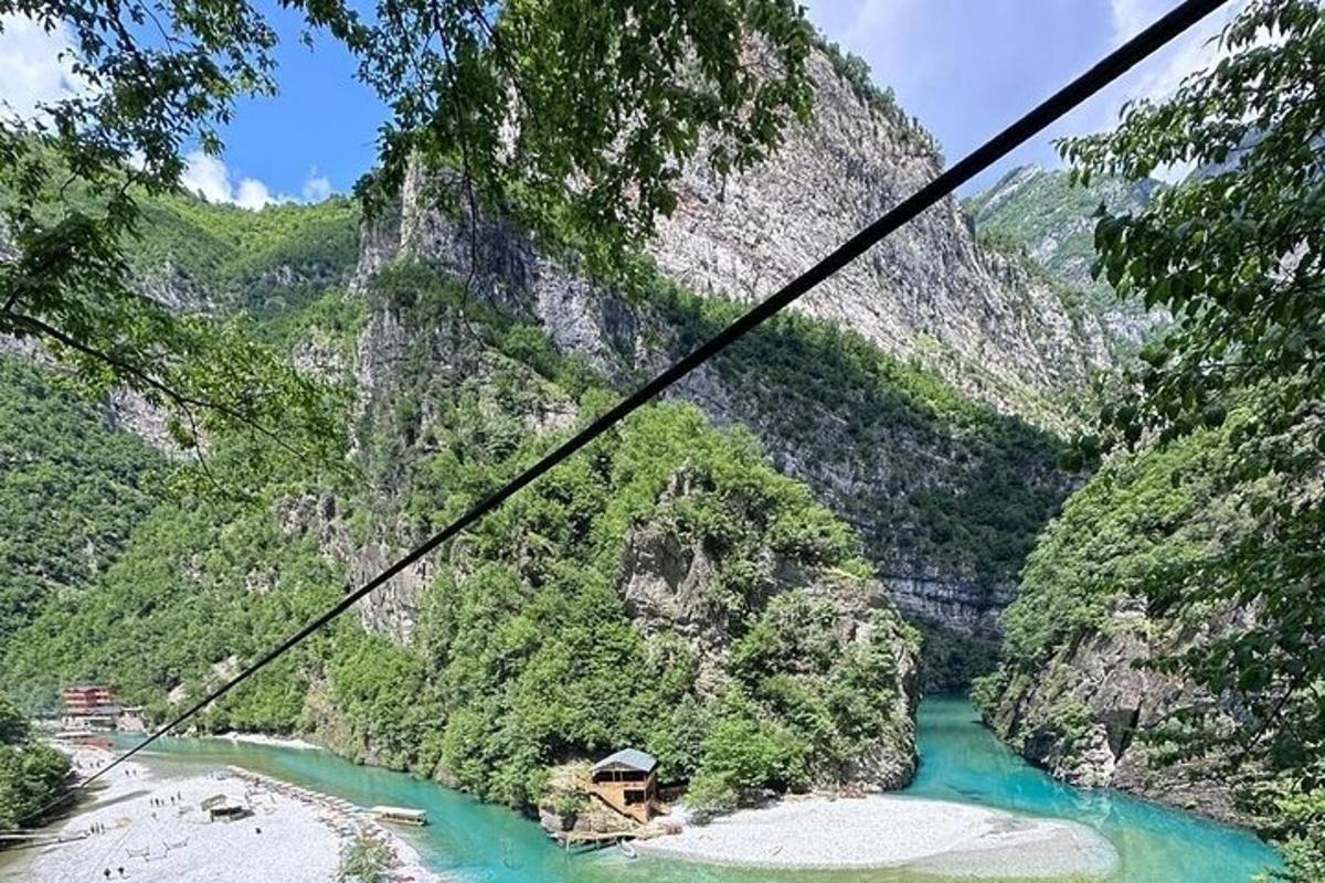 a view of a river from a chairlift
