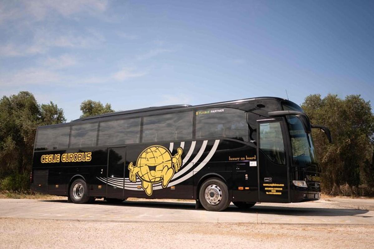 a black bus with an animal on the side