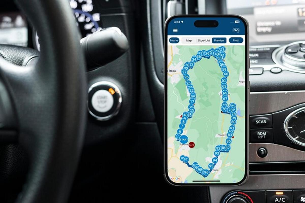 a cell phone in a car with a map