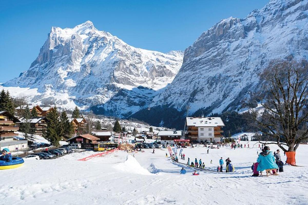 een groep mensen op een met sneeuw bedekte berg