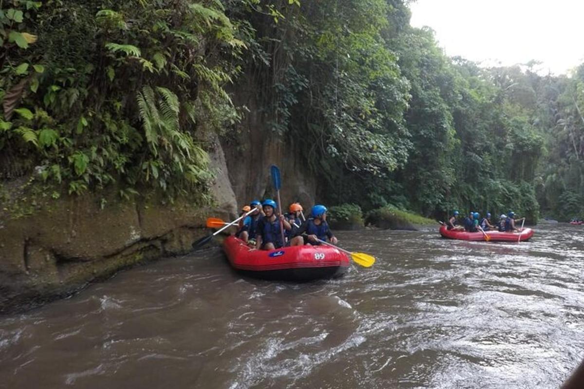 un grup de oameni face rafting pe un râu