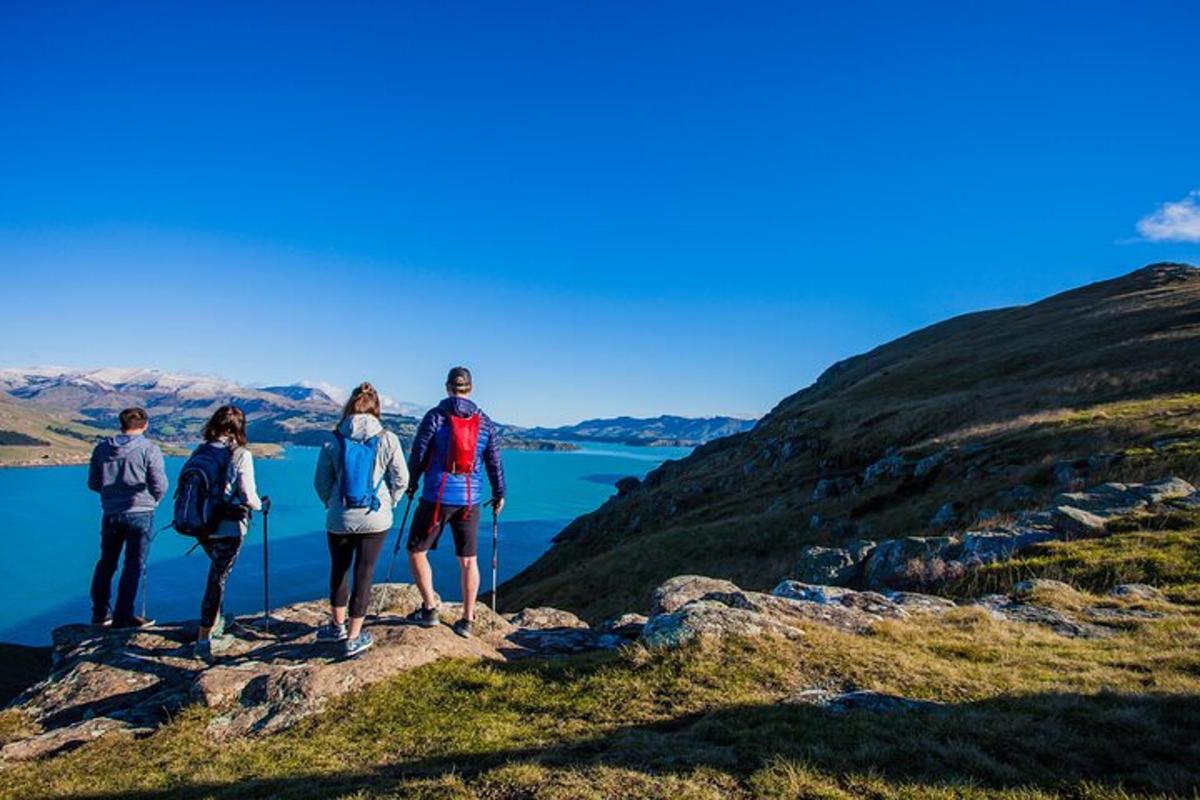 a group of people standing on top of a mountain
