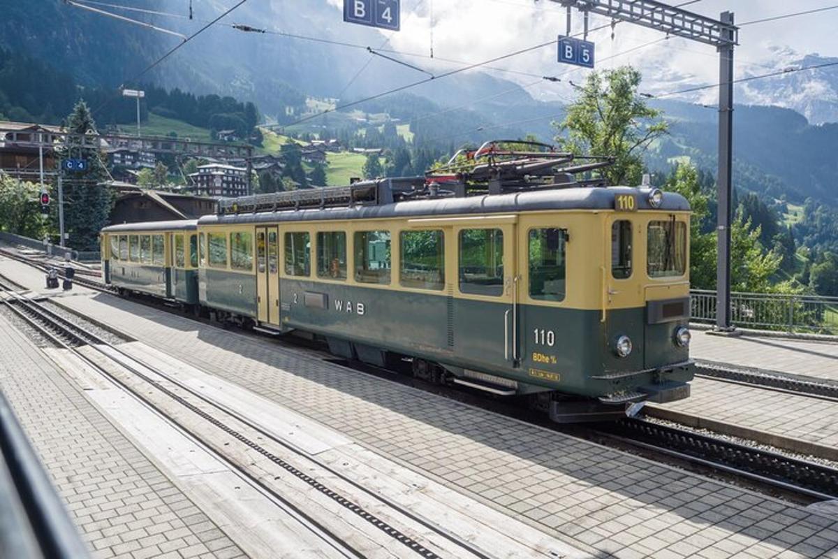 un treno giallo e verde sui binari