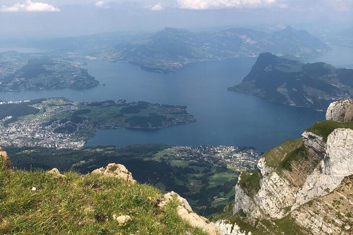 a view of a body of water from a mountain