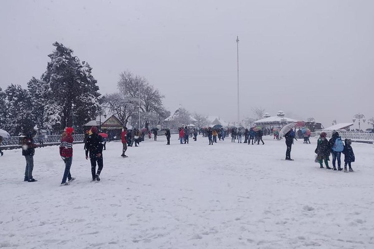 egy csoport ember sétál a hóban