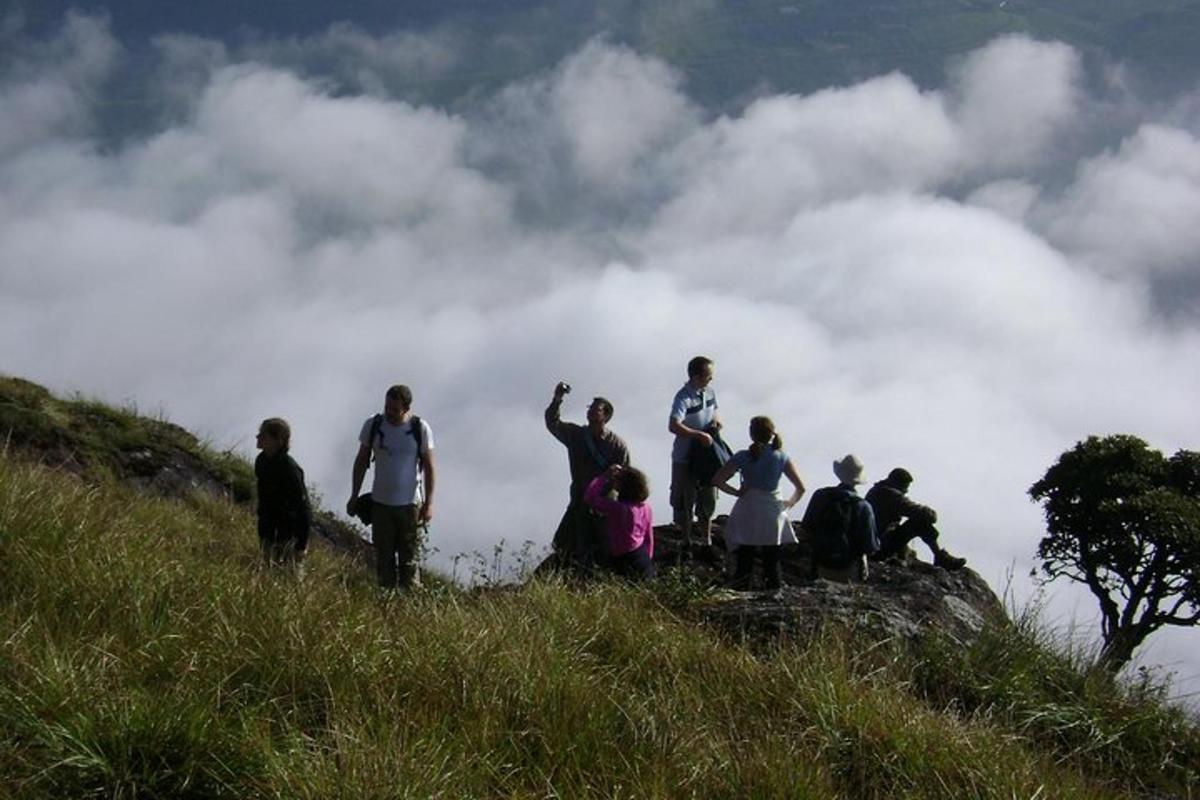 a group of people standing on top of a hill