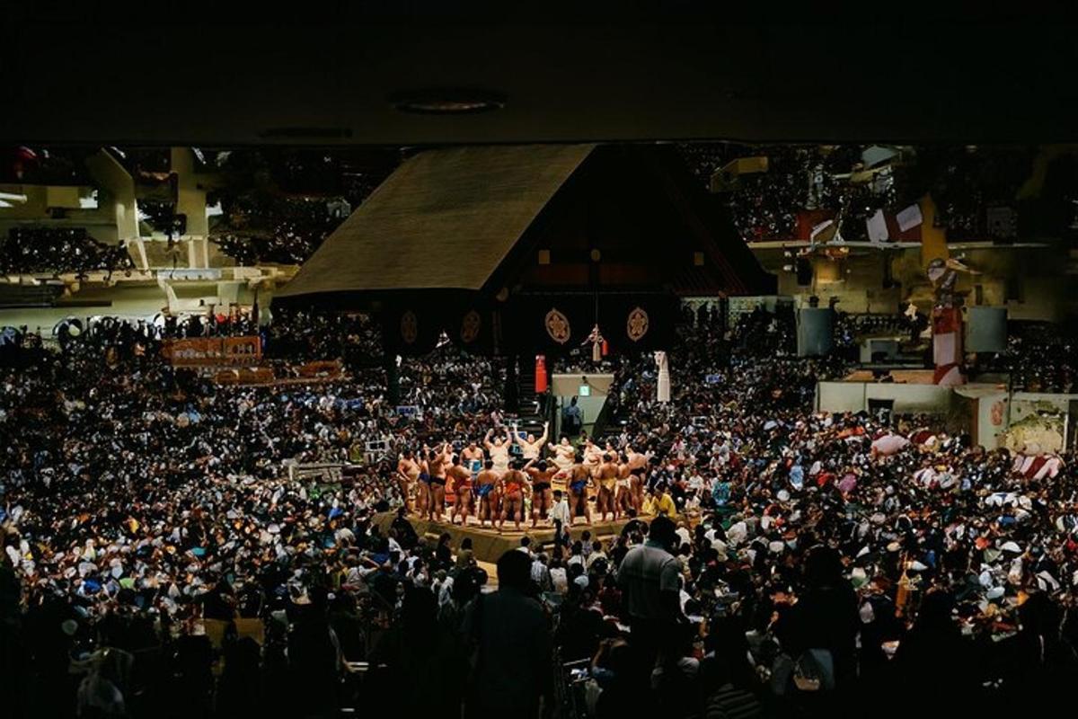 una grande folla di persone che guardano un'esibizione in un concerto