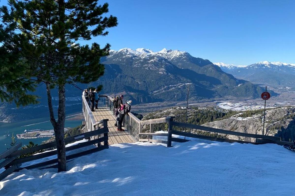 um calçadão no topo de uma montanha na neve