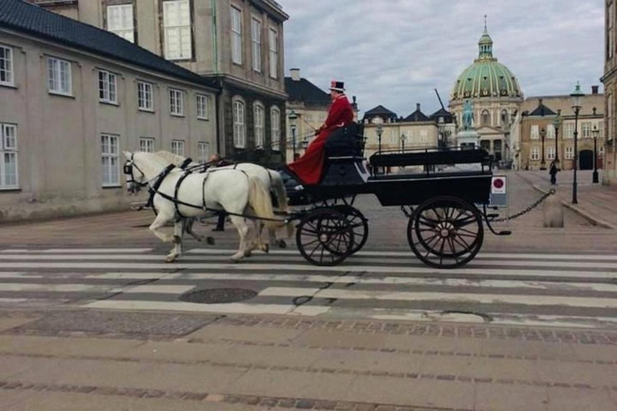 o femeie călărind într-o trăsură trasă de cai într-un oraș