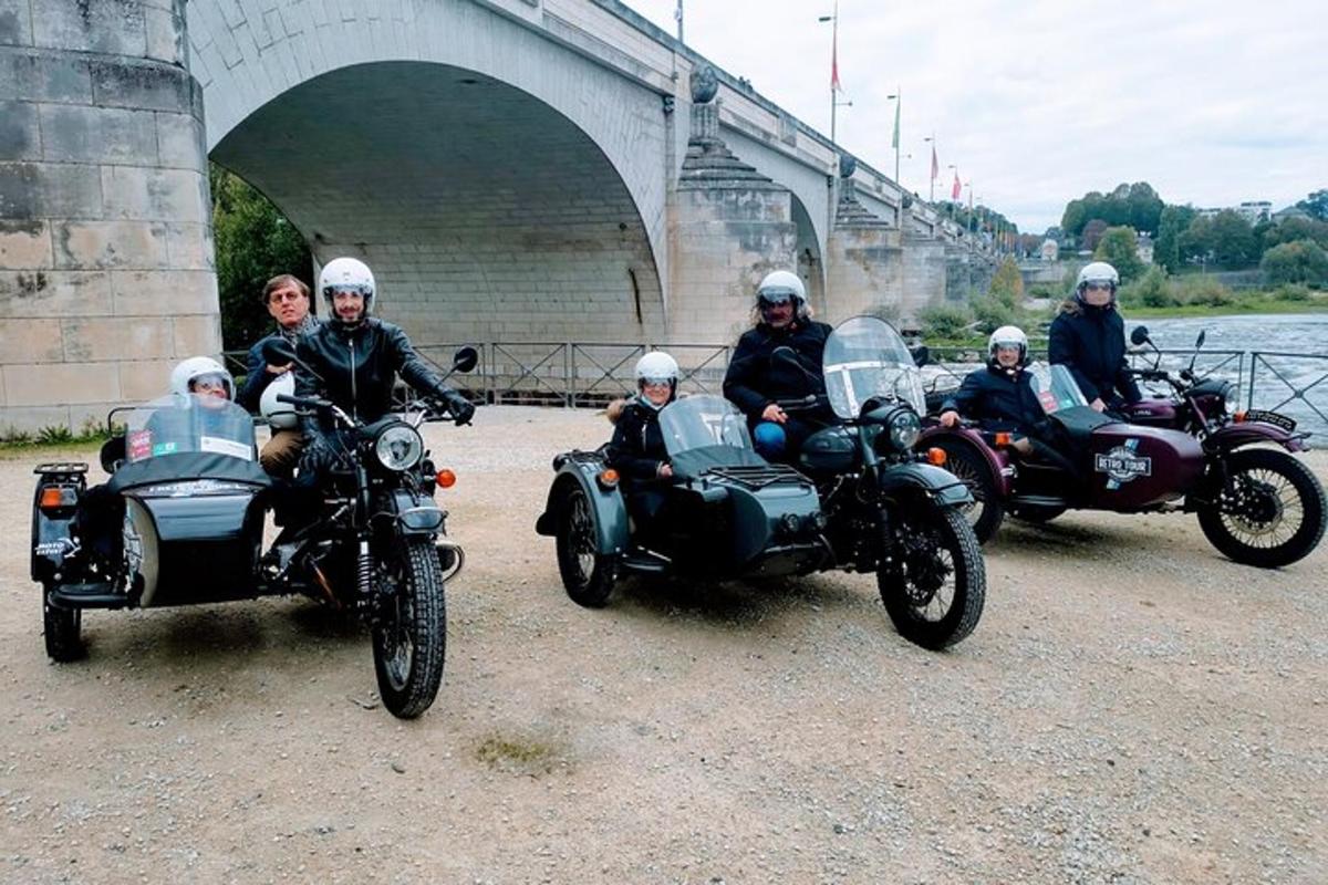 a group of people riding motorcycles and side cars