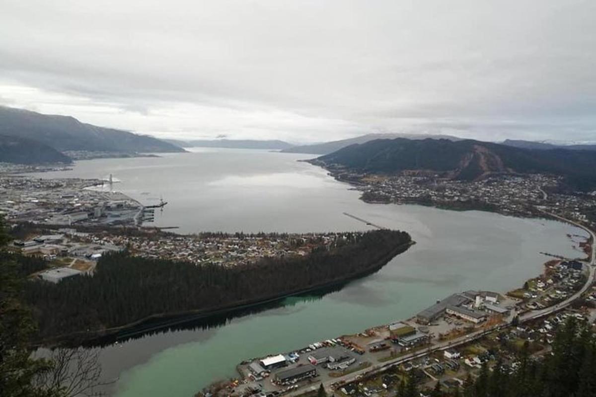 an aerial view of a large body of water
