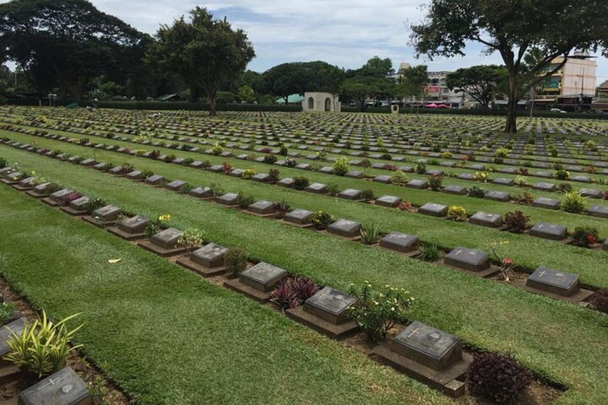isang malaking sementeryo na may mga halaman sa damuhan