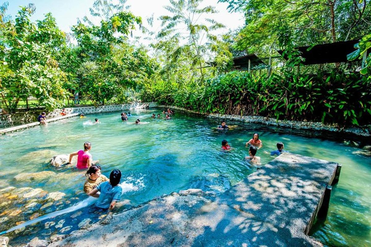 un grupo de personas nadando en una piscina
