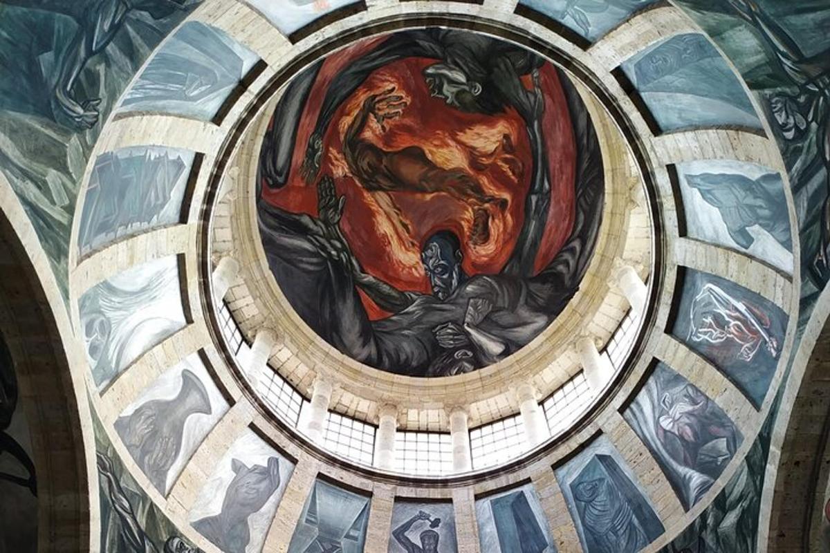 a painting on the ceiling of a room with paintings