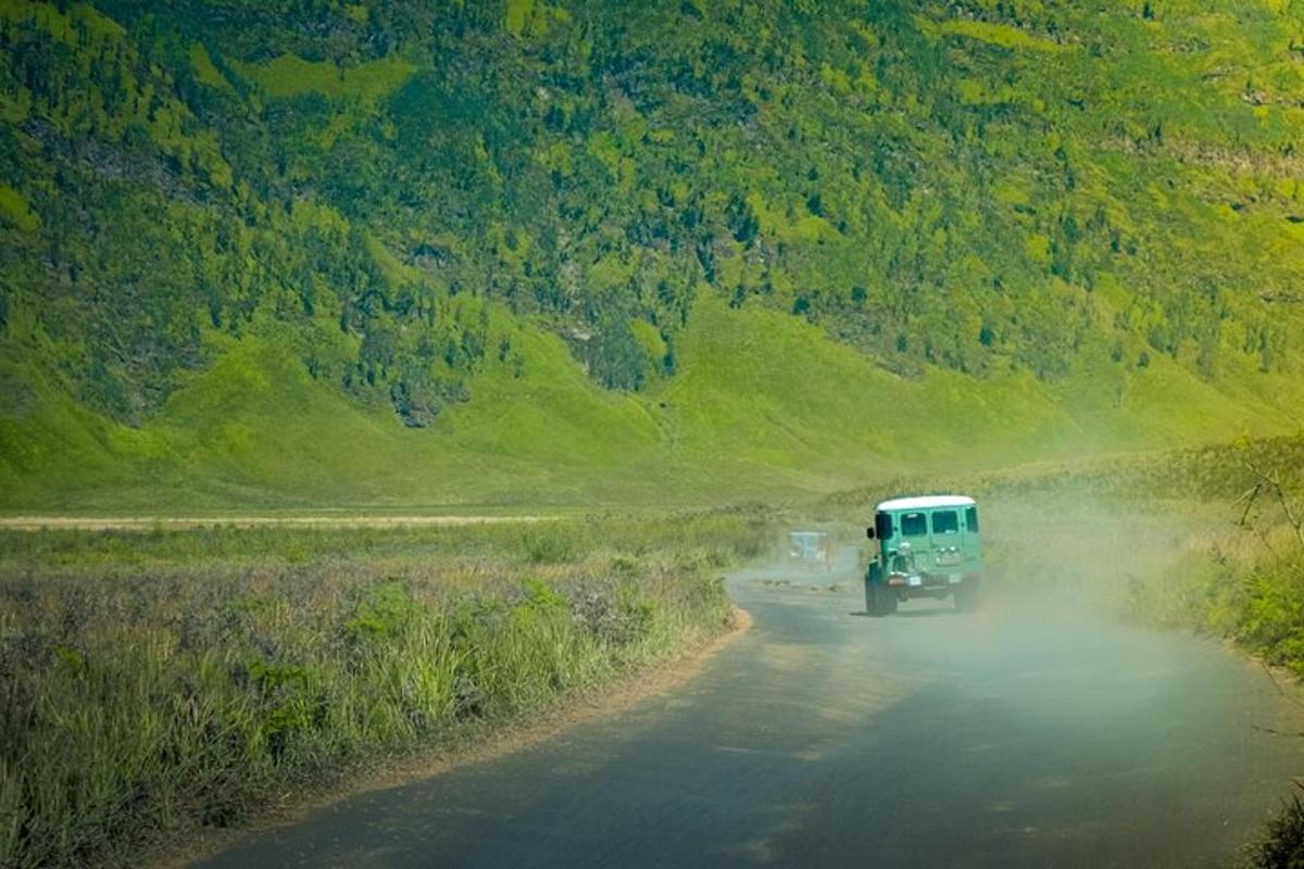 un camion che percorre una strada sterrata su una montagna