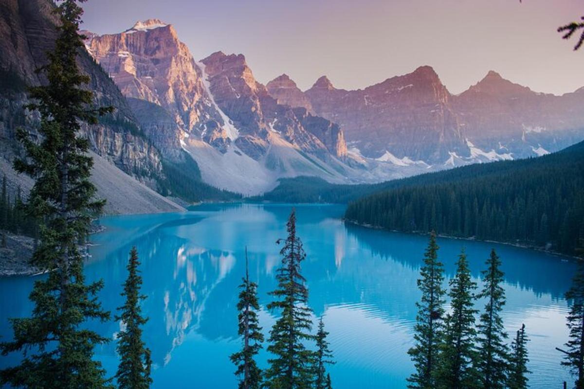 a view of a lake with mountains in the background