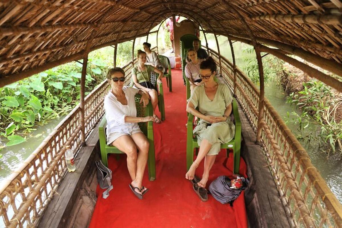 a group of people riding on a train