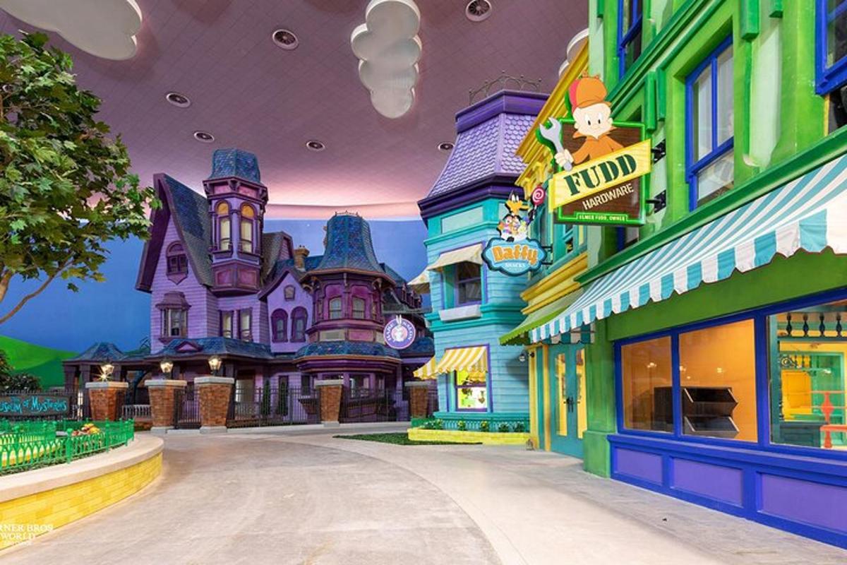 a rendering of a disney city with houses