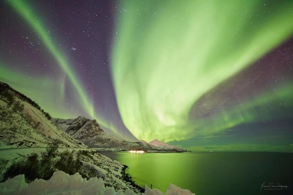 slika aurore borealis nad jezerom