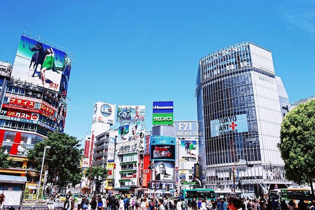 a busy street in a city with many buildings