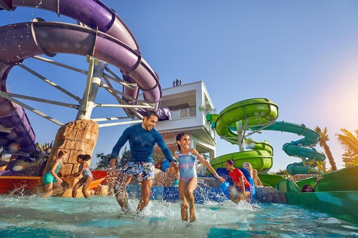 a group of people in the water at a water park