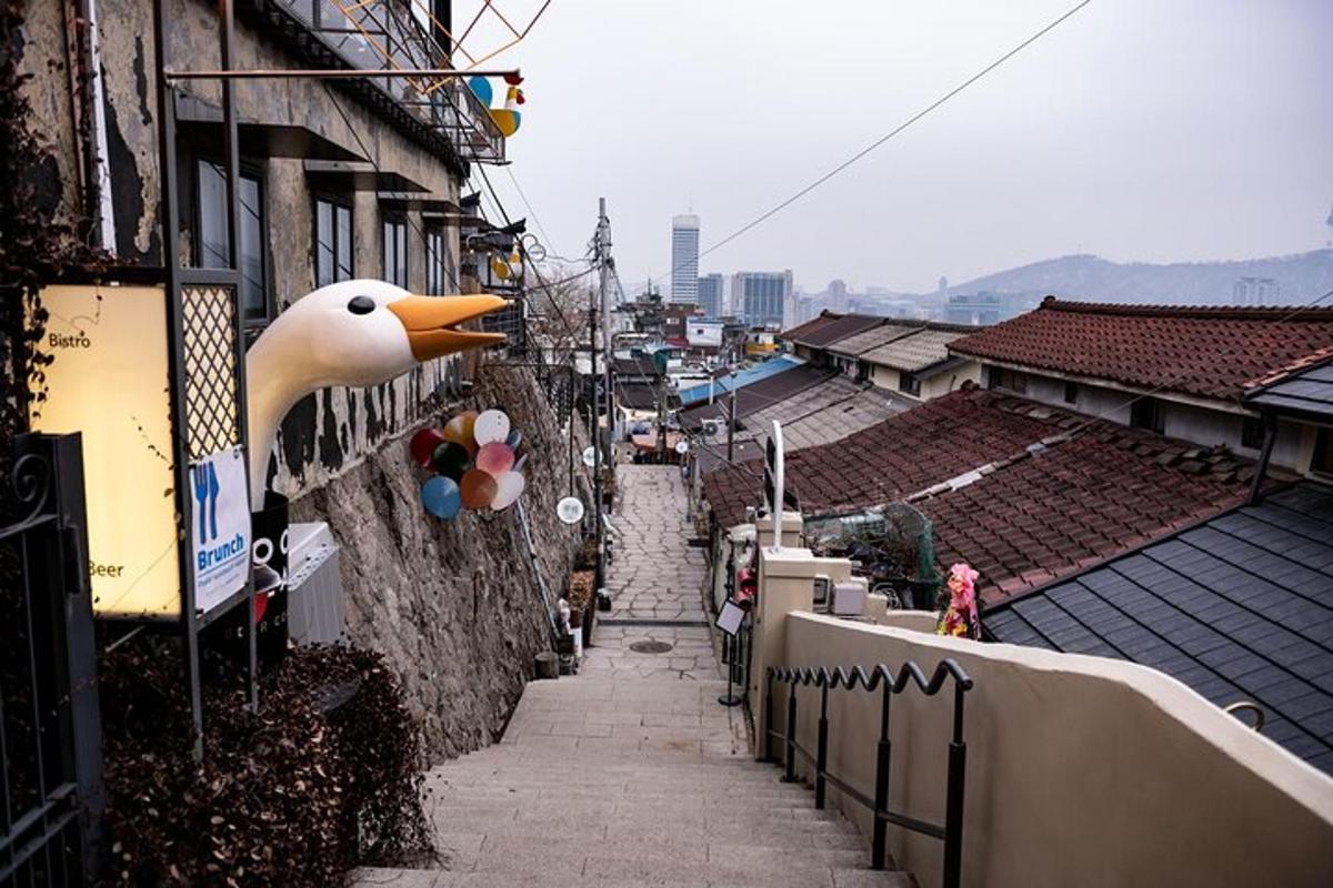 a wall with a toy duck on the side of a building