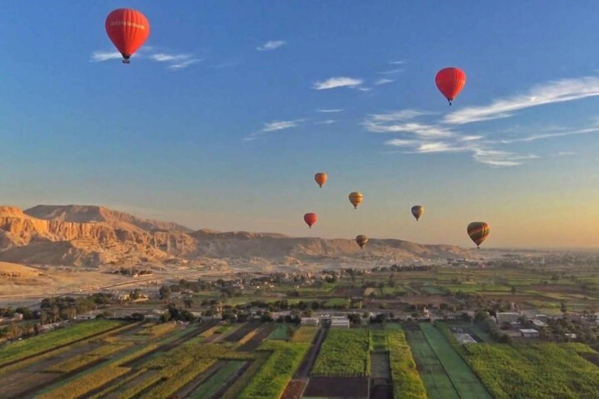 a group of hot air balloons flying in the sky