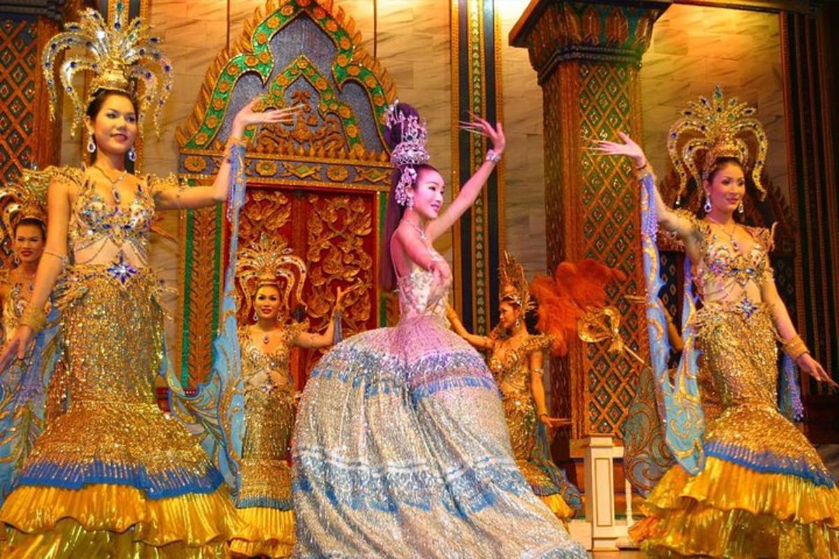 a group of women in dresses on a stage
