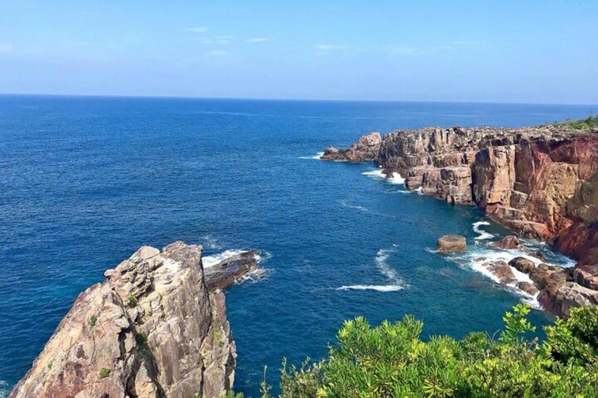 una vista dell'oceano da una scogliera
