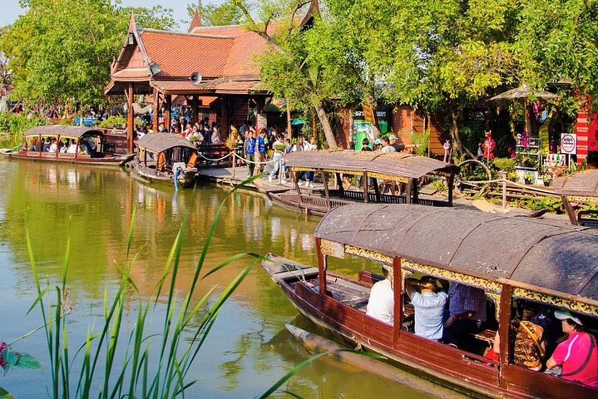 a group of people on a boat in a river