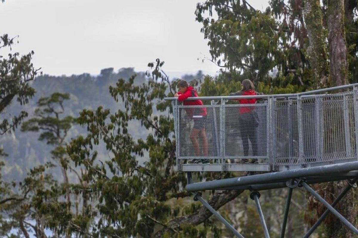 two people standing on top of a viewing platform