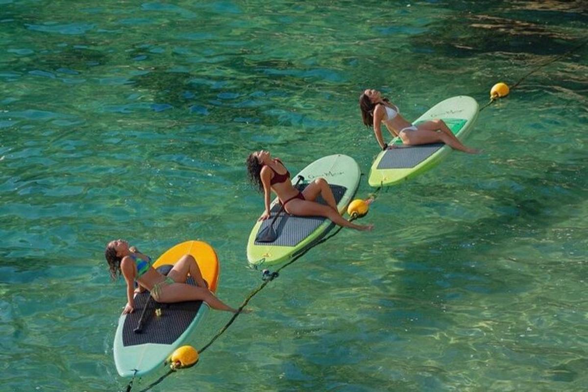 a group of women on surfboards in the water