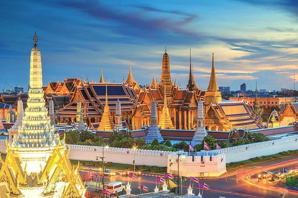 a view of a city with a large building