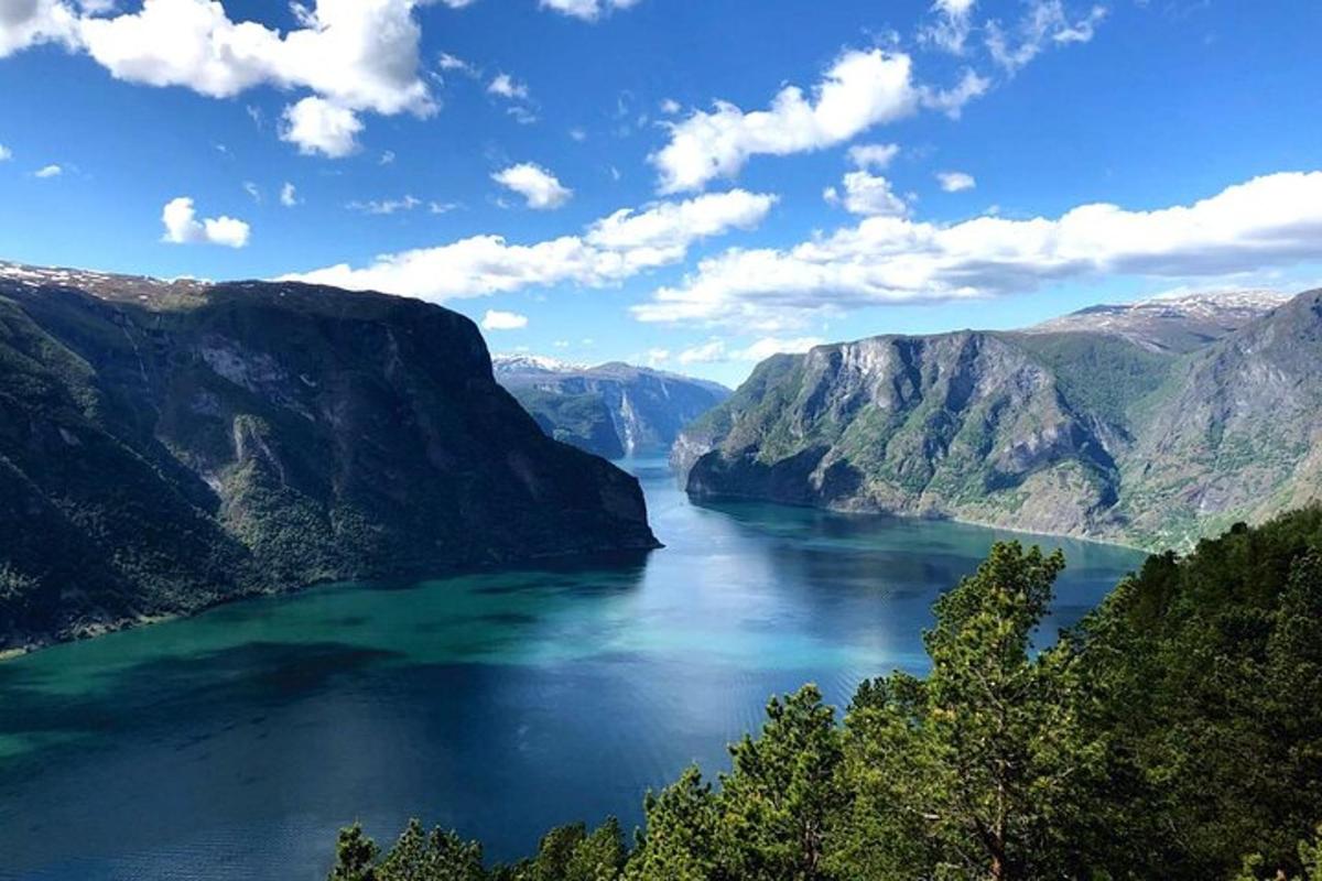 a view of a large body of water in a canyon
