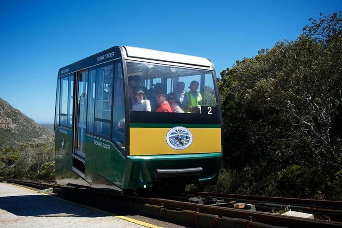 a green and yellow trolley car on the tracks
