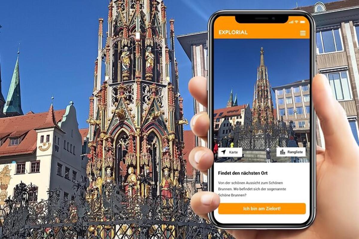 egy személy mobiltelefont tart a kezében egy templom előtt