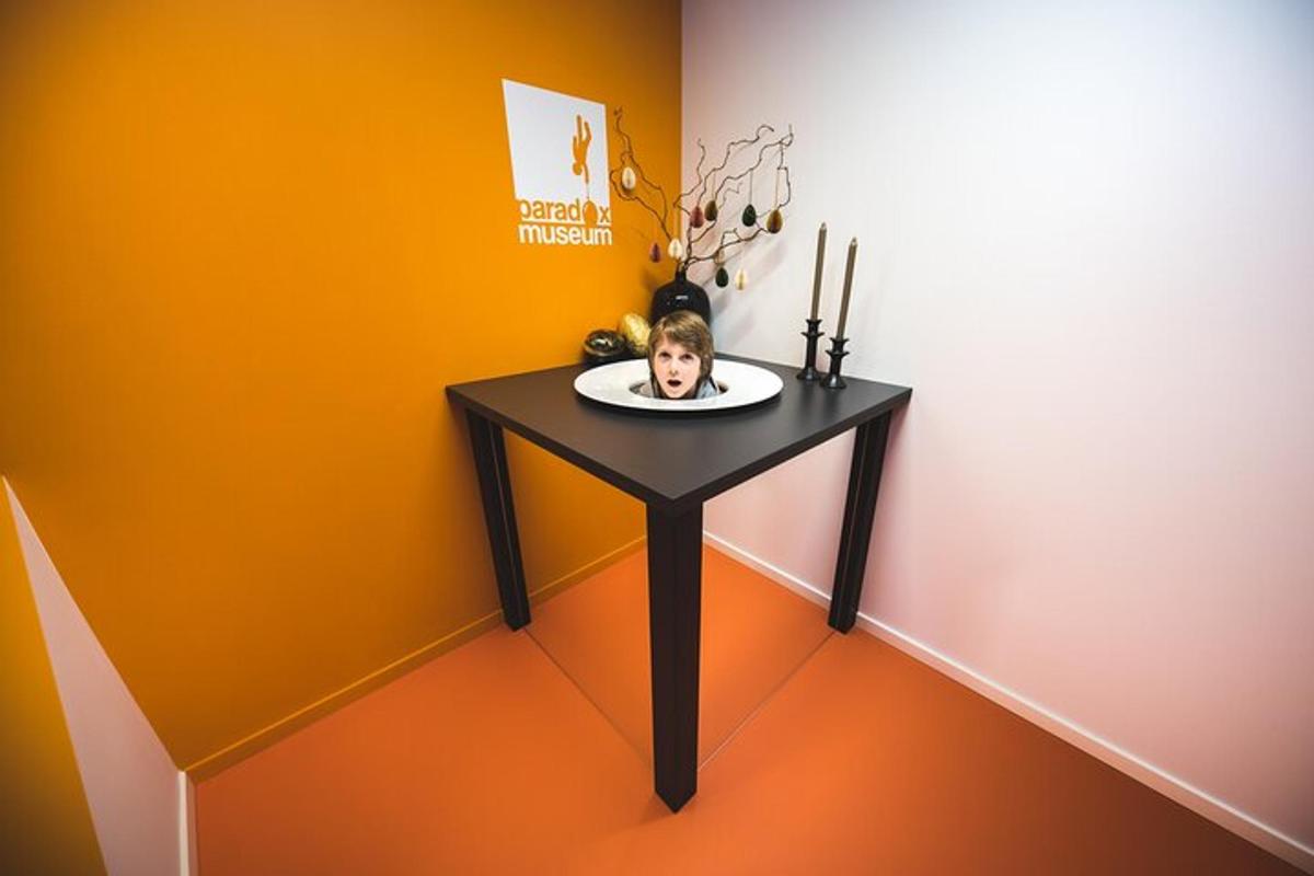 a table with a plate with a person on it