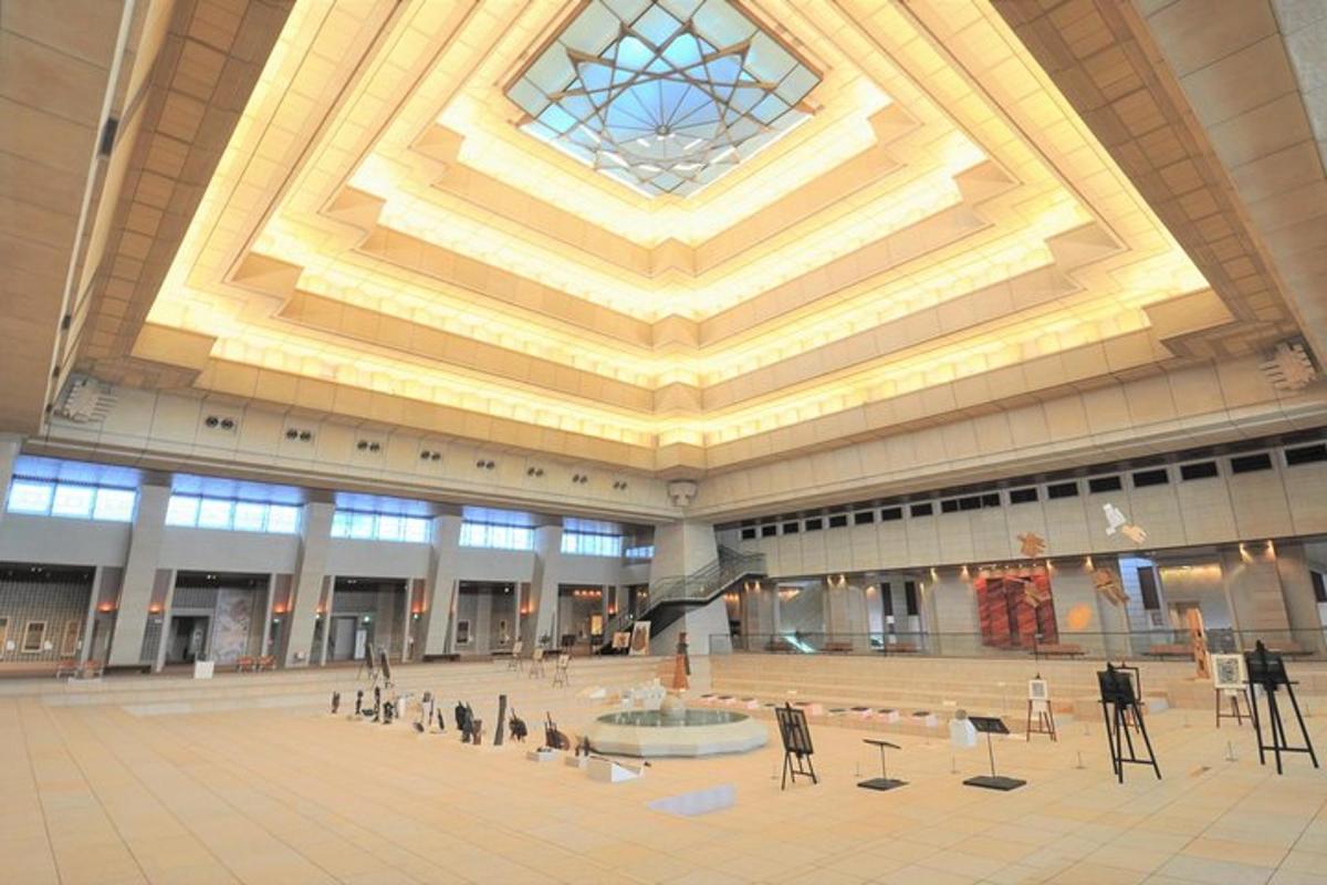 a large lobby with a large coffered ceiling and a large plaza