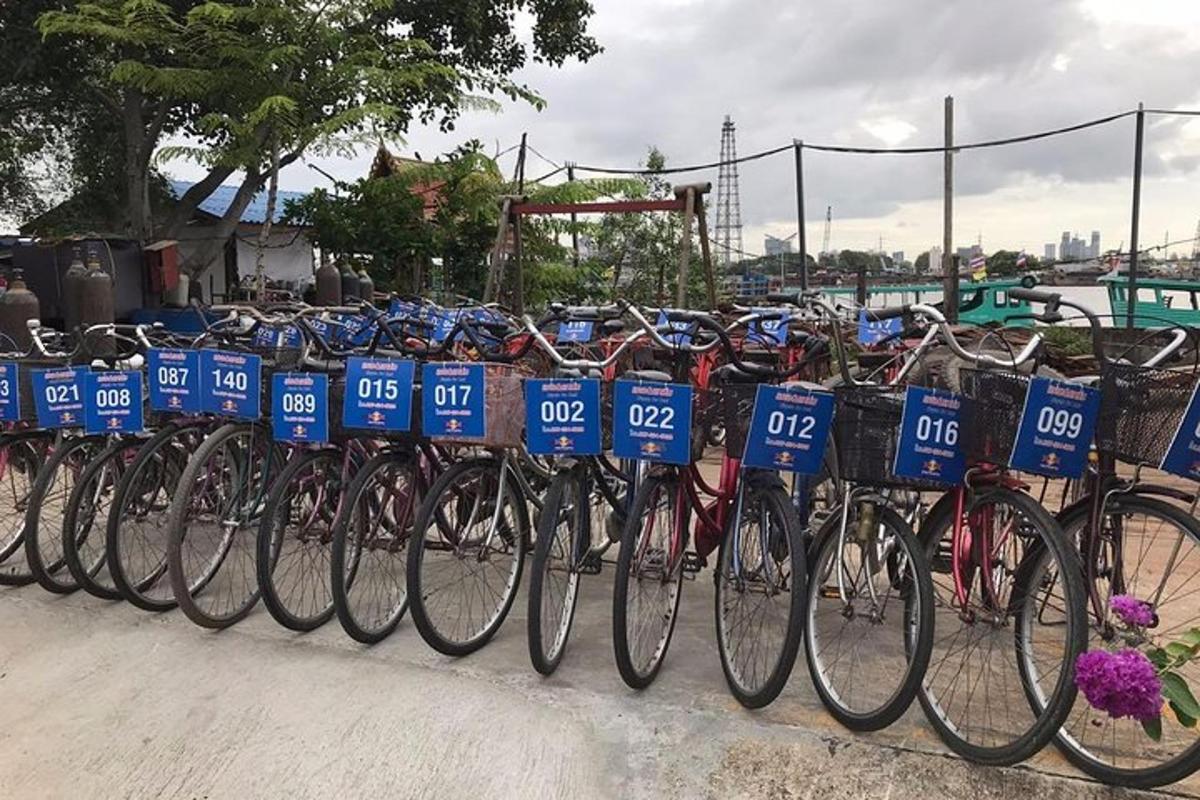 a row of bikes parked next to each other
