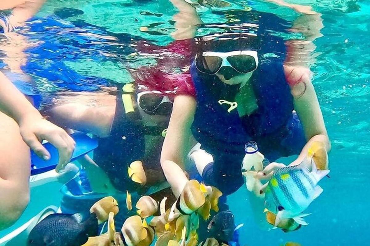 seseorang di dalam kolam renang yang dipenuhi sampah