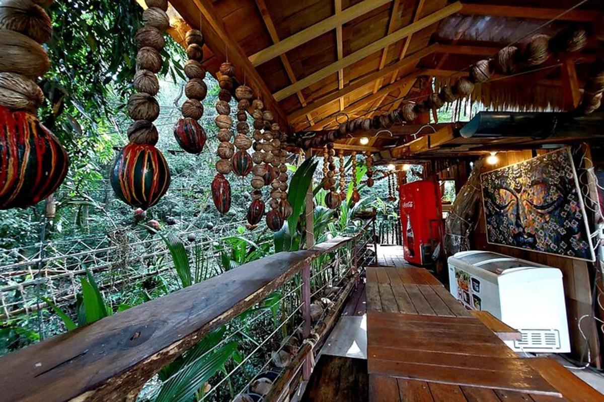 a food truck with a counter and some plants