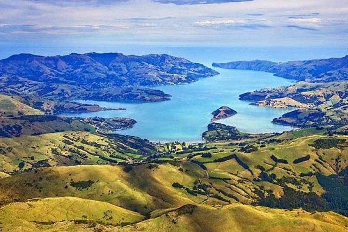 an aerial view of a large body of water
