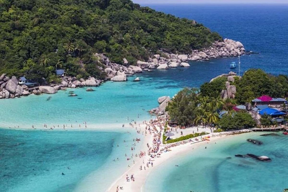 isang grupo ng mga tao sa isang beach sa karagatan