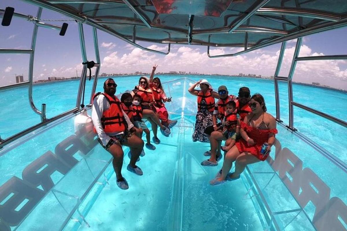 a group of people sitting on a boat in the water