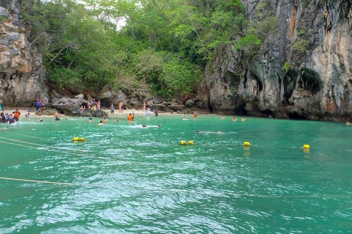 eine Gruppe von Menschen, die im Wasser eines Flusses schwimmen