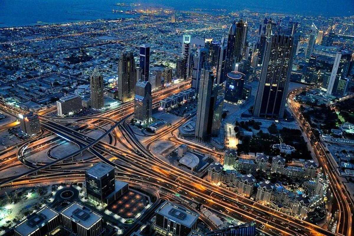 an overhead view of a busy city at night